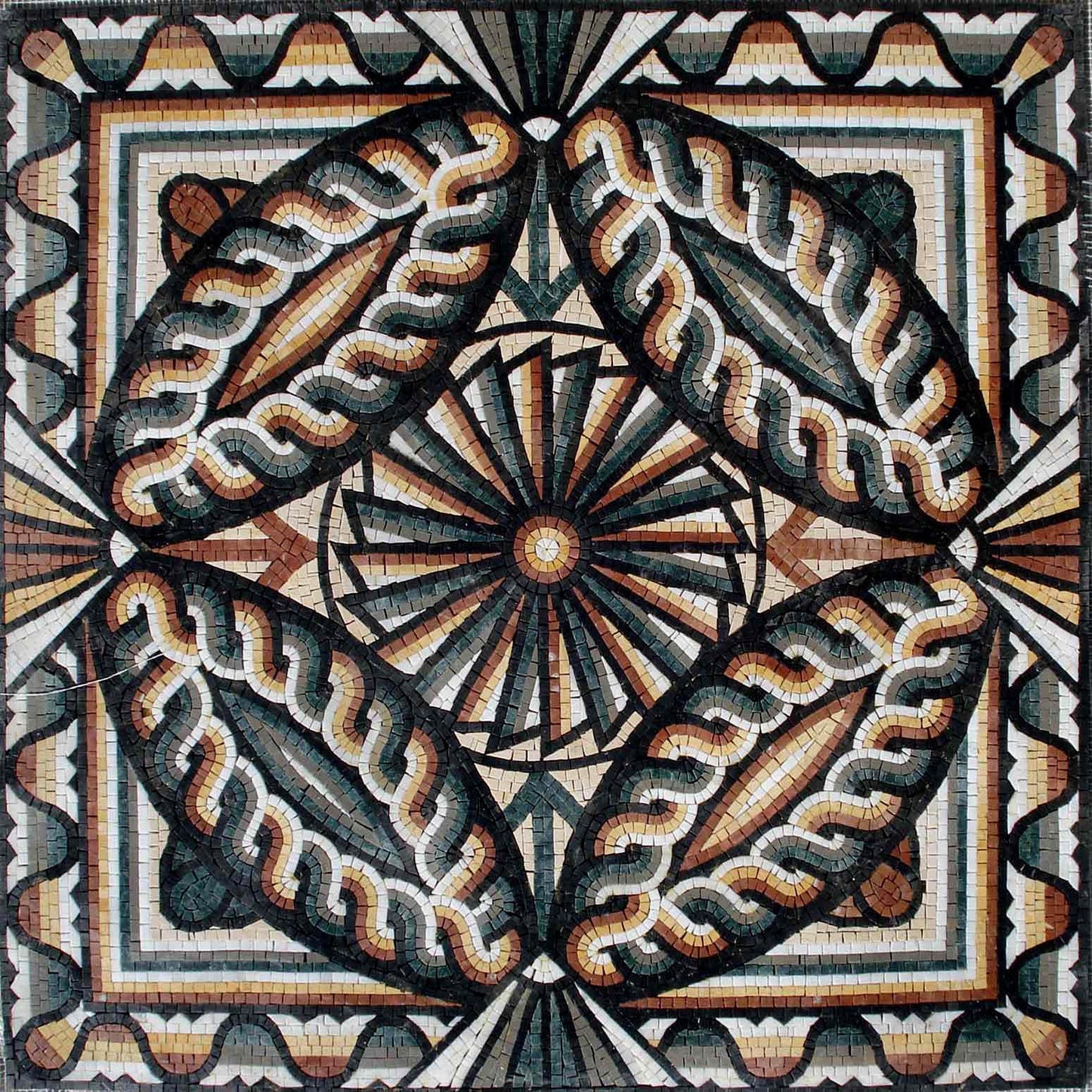Geometric Marble Mosaic Tile: 32" Backsplash, Wall Art