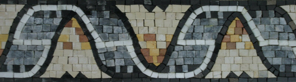 Spiral Mosaic Border Tile: Geometric Marble Art, 4"