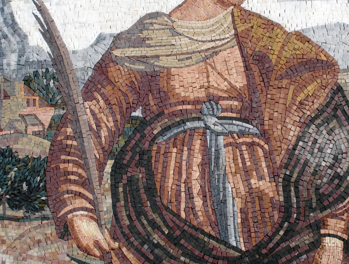 Handmade Couple Portrait Mosaic Tile Art: Marble & Stone Wall Decor