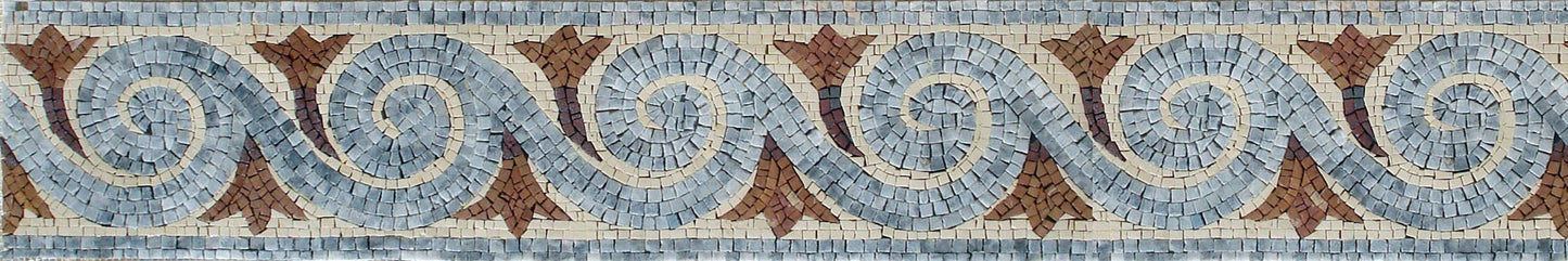 Floral Geometric Marble Mosaic Border Tile - 8"