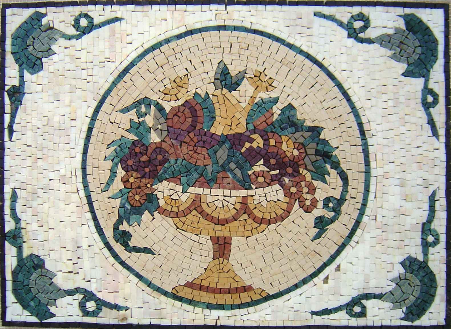 Handmade Marble Mosaic Art: Kitchen Backsplash Wall Decor (36” x 26”)