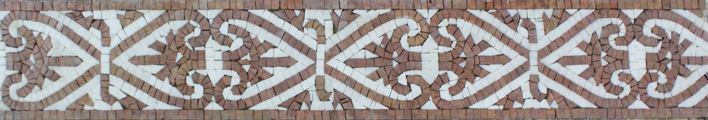 Geometrical Marble Mosaic Border: 40"x6" Handmade Tile Art