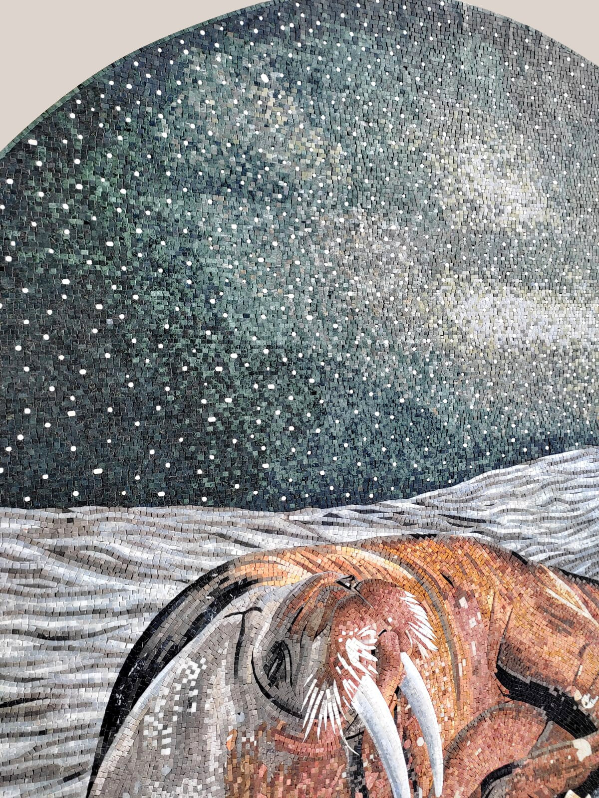 Handmade Walrus Mosaic Tile: Sea Animal Wall Art (84” x 80”)