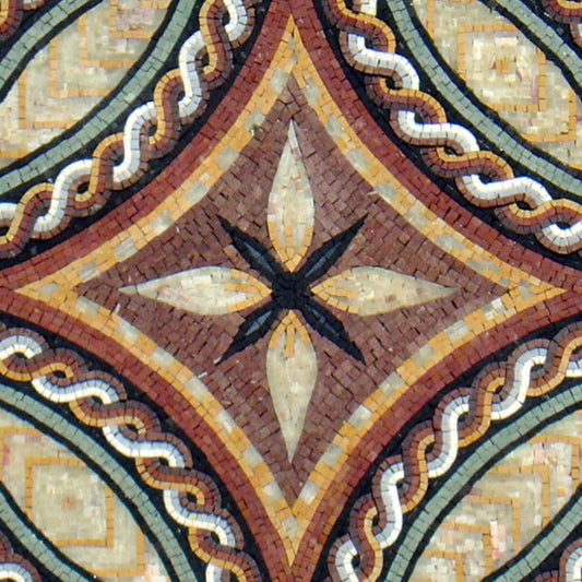 32” MEDALLION MOSAIC TILES | Square Inlay Art Mosaic Tiles For House Warming | Marble For Interior And Outdoor Hallway Entry And Walls