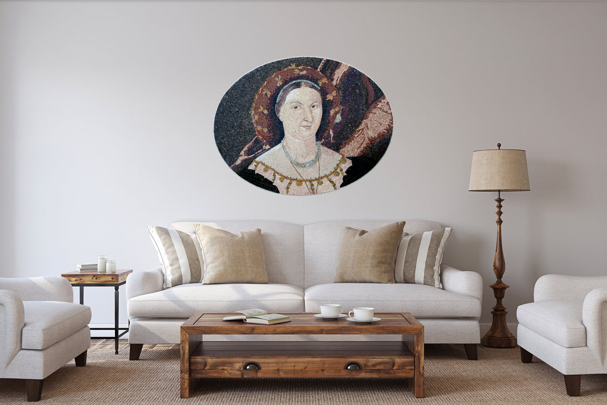 Duchess Woman Marble Mosaic Mural: Handmade Indoor/Outdoor Wall Art