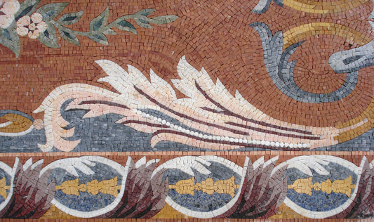 HOME DECORATION RUG | Floral Mosaic Modern Area Masterpiece Rug | Natural Stone Attractive Art Handmade Carpet | Housewarming Gift