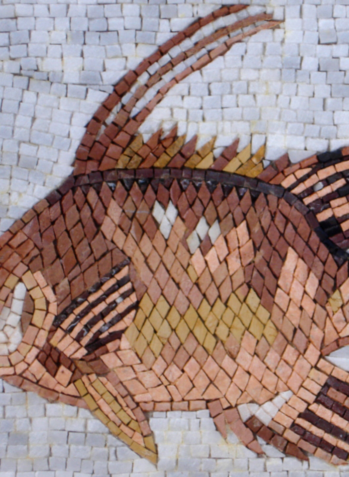 Handmade Fish Mosaic Backsplash: Marble Kitchen Wall Art (16x12)
