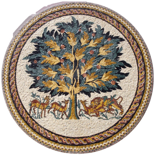 Tree of Life Mosaic Art Tile: Hisham's Palace Reproduction