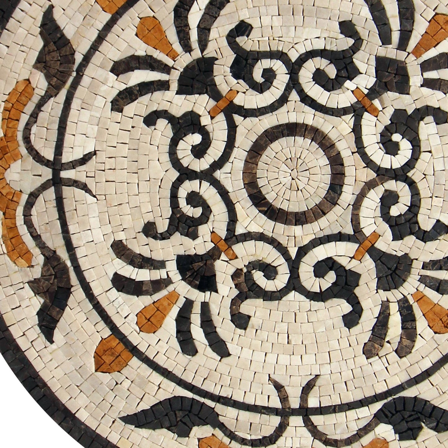 Handmade Marble Mosaic Medallion: 20" Round Tile Art
