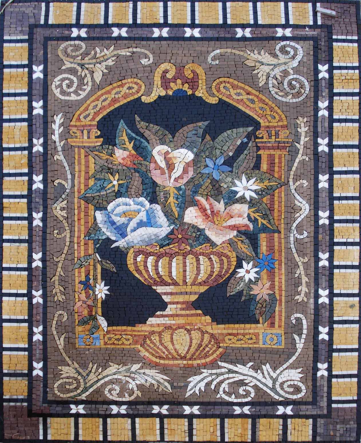 44" Handmade Marble Mosaic Flower | Decorative Tiles For Home Interior Decor