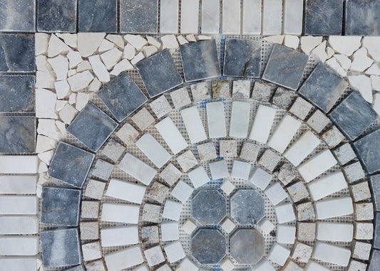 Handmade Marble Stone Mosaic: Round Art Medallion (24” x 24")
