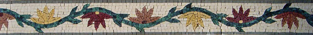 Floral Mosaic Tile Border: Botanical Branch, Living Room Decor (4"x40")