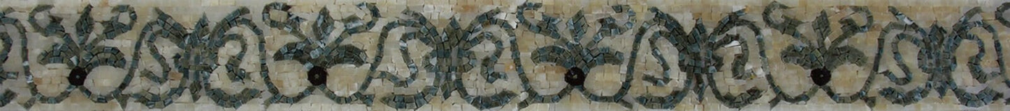 Floral Mosaic Border: Botanical Marble Tiles, 6" x 40"