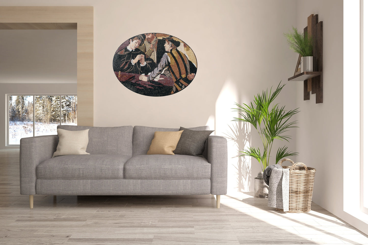 Handmade Caravaggio Mosaic Tile Art: The Cardsharps Portrait