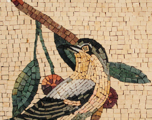 Handmade Bird Mosaic Tile Art: Colorful Marble Wall Decor (16x16)