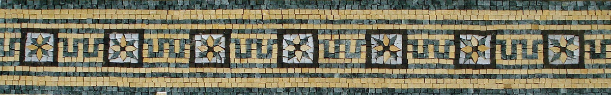 Floral Mosaic Border: Square Marble Art Tiles (40x6")