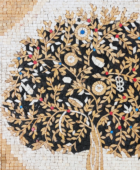 Olive Tree Backsplash Marble Mosaic Tiles. Customization. Handcrafted Roman Mosaics