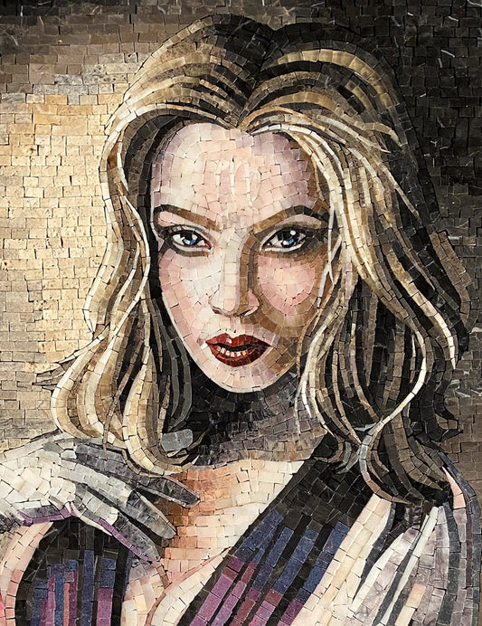 Virgo Zodiac Mosaic Tile Art: Handmade Marble Stone Mosaic (30x23)