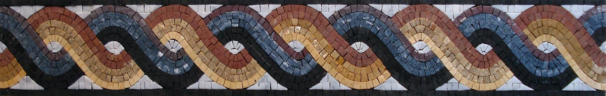 Floral Spiral Marble Mosaic Border Tile - 40"x6"