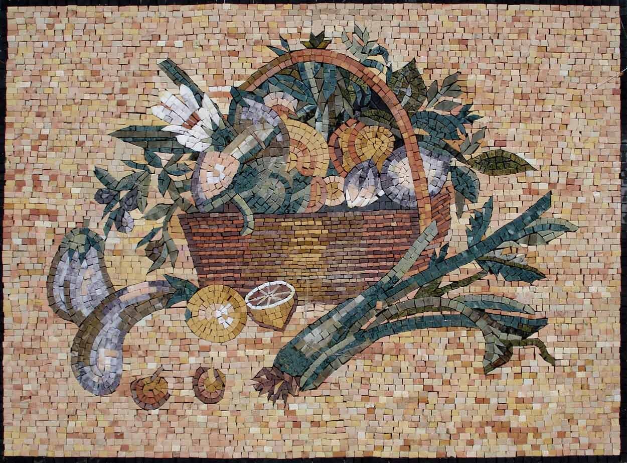 Handmade Marble Mosaic Tile Art: Kitchen Decor Wall Mural (36” x 26")