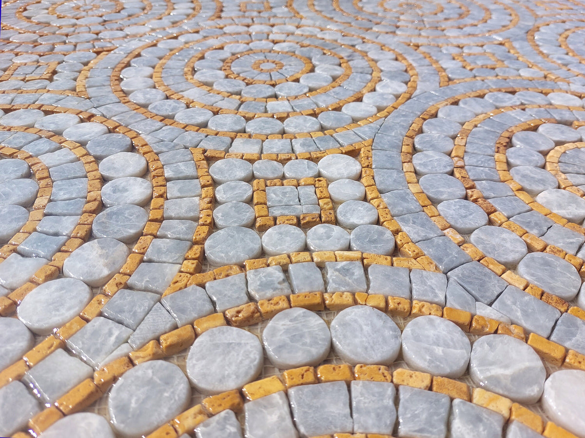 Handmade Circle Pattern Marble Mosaic Tile: Indoor/Outdoor
