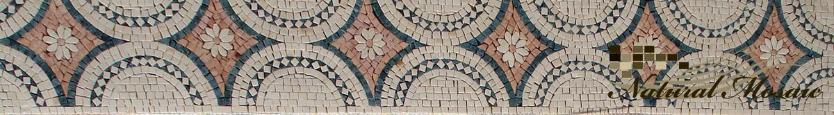 Floral Marble Mosaic Border: 6" Geometric Tile Art