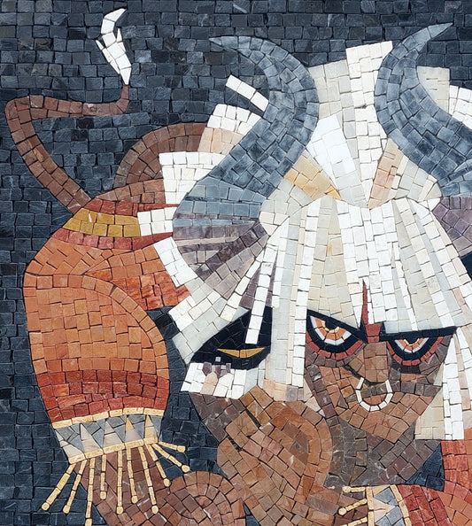 Taurus Zodiac Mosaic Tile Art: Handmade Stone Symbol