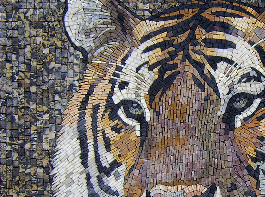 Handmade Handcrafted Tiger Portrait Marble Mosaic Wall Art