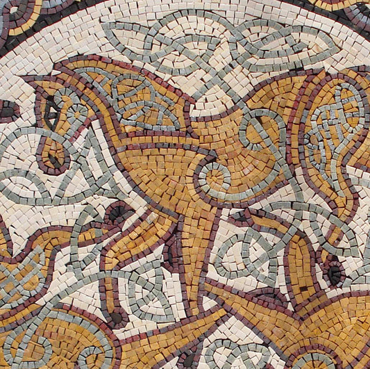 32" Handmade Colorful Horse Decorative Medallion Marble Mosaic Art Tile Décor - Customization available
