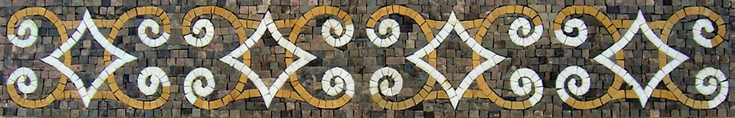 Floral Mosaic Border: Geometric Marble Tile Art (40x6")