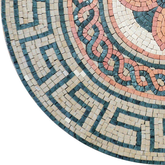 24'' Handmade Vibrant Medallion Marble Mosaic Art Tile for Colorful Decor - Customization available