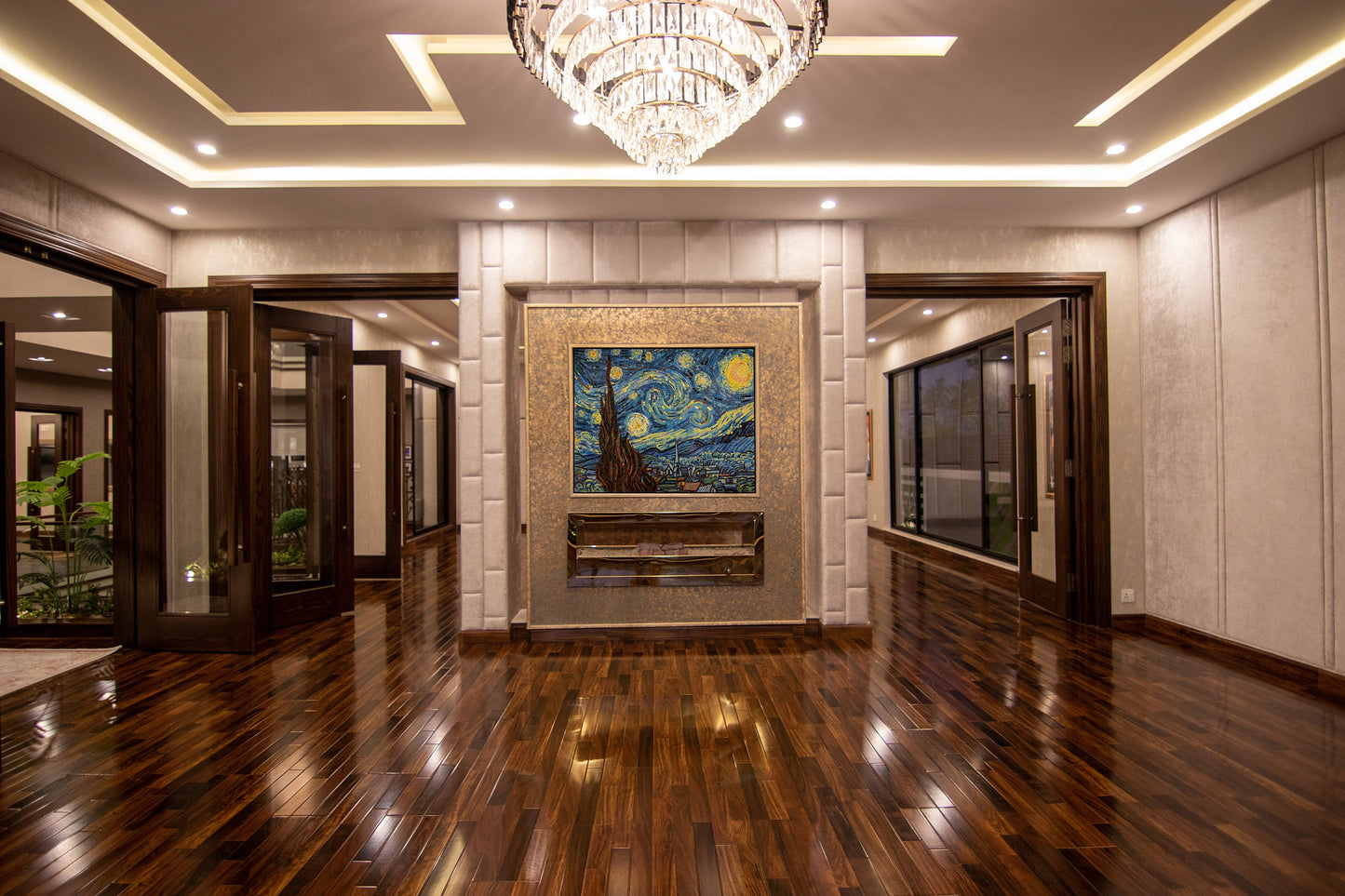 Handmade Marble Mosaic Art: Van Gogh Starry Night Reproduction (40” x 32")