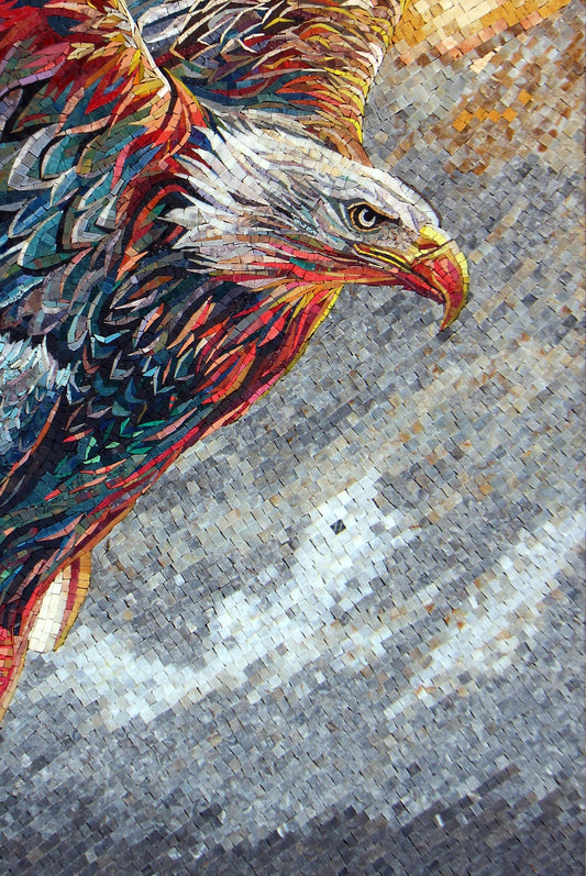 46"x32" Eagle Mosaic Wall Art – Majestic Bird Design, Wildlife Home Decor, Customization available