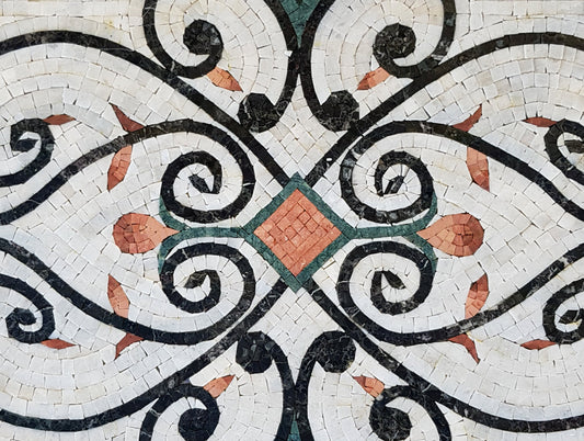 Handmade Floral Marble Mosaic Backsplash - 24” x 18”