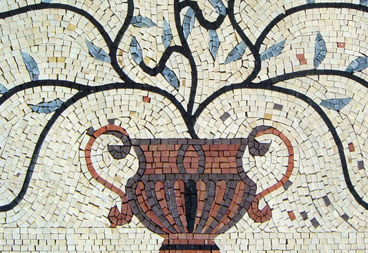Handmade Marble Mosaic Flower Vase: Kitchen Wall Art Decor