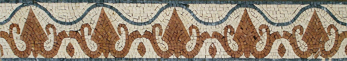 Floral Art Mosaic Border Tiles: 8" Geometrical Design