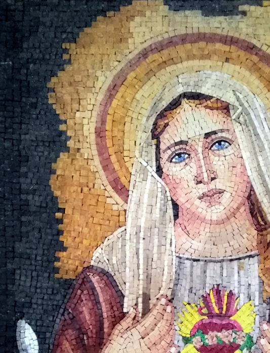 30"x40" Divine Mother Mary Mosaic – Byzantine Virgin Mary Icon, Customization available