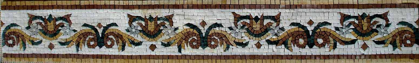 Botanical Marble Mosaic Border: 6" x 40" Floral Wall Tile