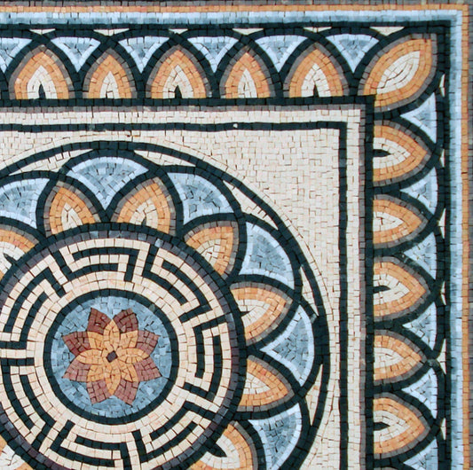 32” MEDALLION MOSAIC TILES | Geometrical Pattern Floral Tiles For House Warming | Tiles For Interior And Outdoor Hallway Entry And Walls