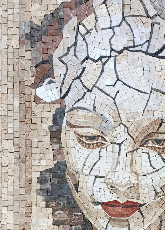 Handmade Mosaic Portrait of Woman Artistic, Wall Mural.