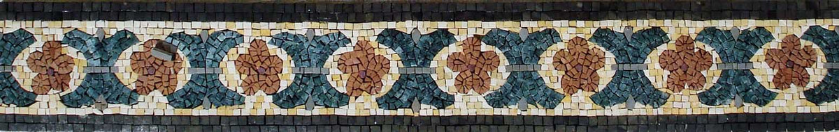 Floral Marble Mosaic Border Tile: 40"x6" Wall Art