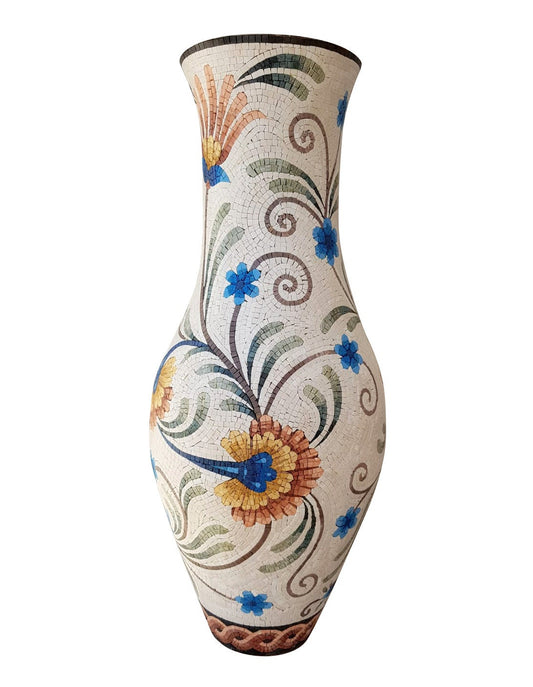 Handmade Marble Stone Mosaic Vase: Floral Home Decor