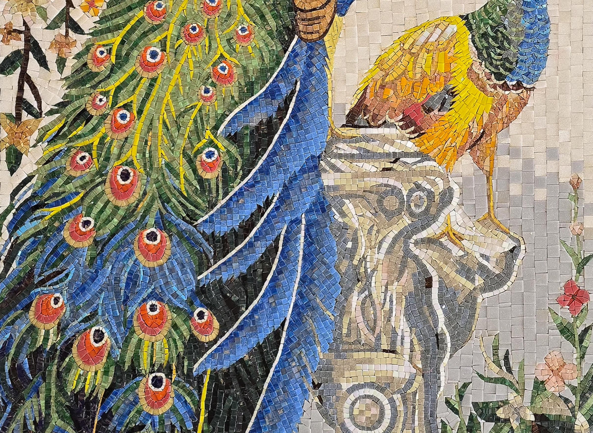 Custom Handmade Peacock Mosaic – Mosaic Glass Wall Art, Luxury Decorative Tile, Personalized Mosaic Art