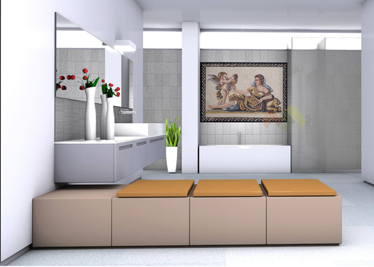 PT002 Cherub And Goddess Handmade Mosaic Mural