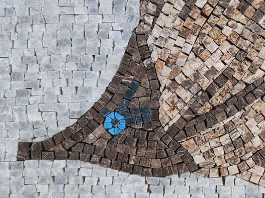 Handmade Fish Mosaic Tile Art: Marble Kitchen Backsplash (16" x 12")