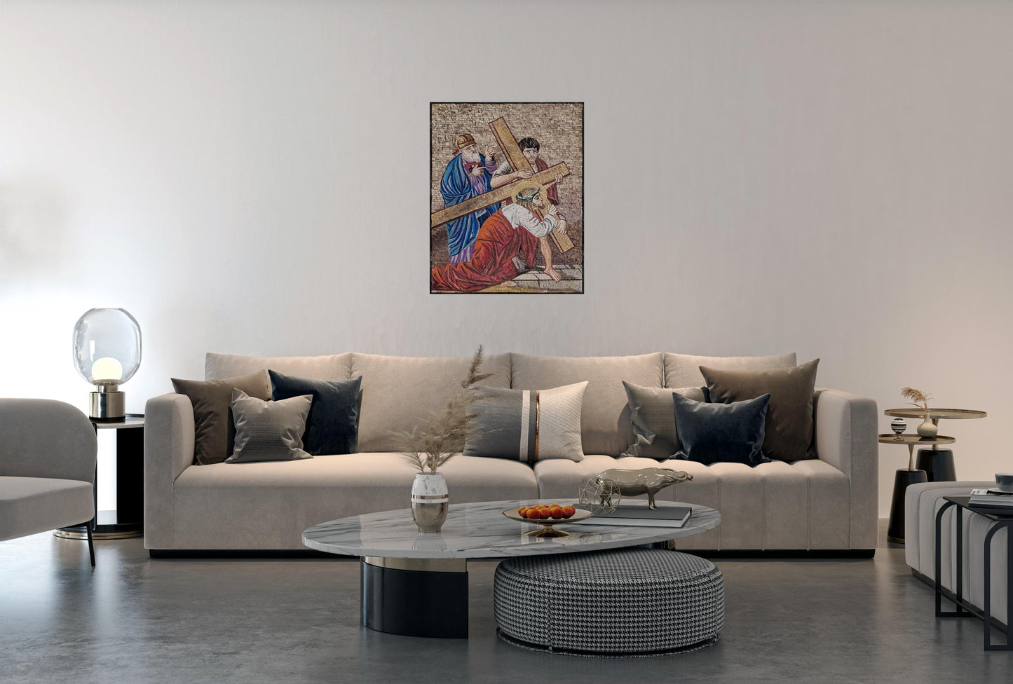 36"x28" Jesus on the Cross Mosaic Wall Art , Religious Christian Home Decor, Sacred Icon Design, customization available