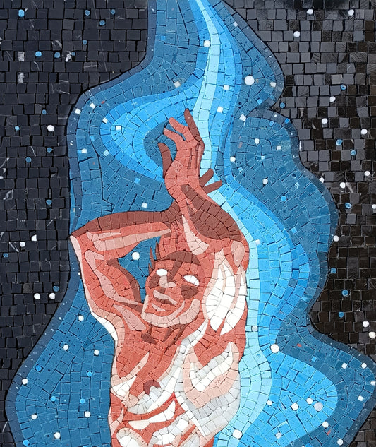 Virgo Zodiac Mosaic Tile Art: Handmade Marble Stone (30" x 25")