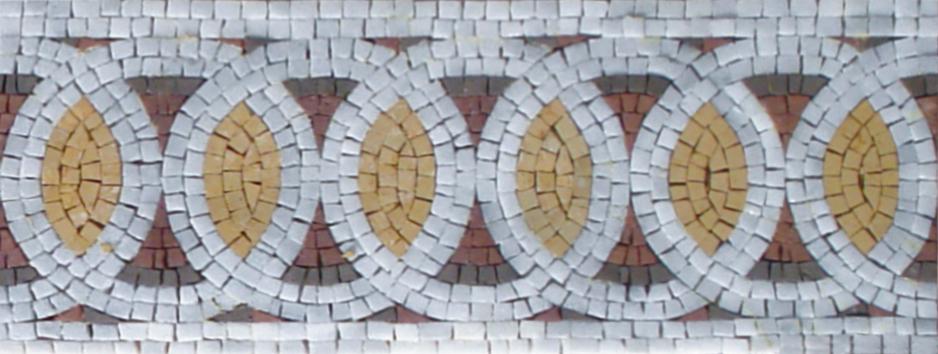 6″ Interlocking White Circle Pattern Mosaic – Modern Geometric Tile Border, Customization available