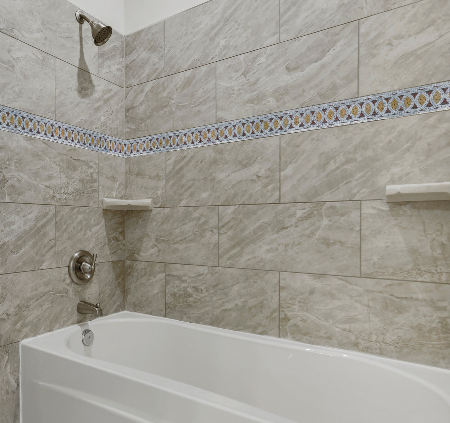 Geometric Circle Mosaic Tile Border: Bathroom & Interior Decor (40x8")