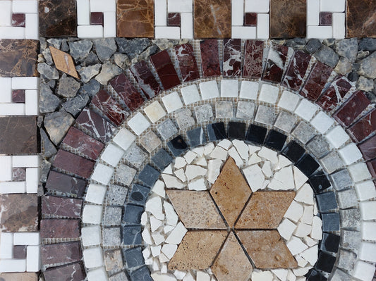 Handmade Natural Stone Mosaic: Medallion Art Tile, 24"x24"